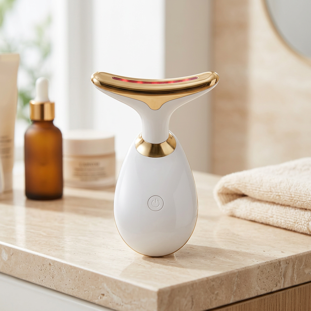 Massageador Facial LED Bivolt em fundo suave